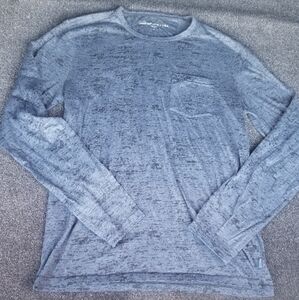 NWOT JOHN VARVATOS Star USA Dark Blue Long Sleeve Burnout Pocket T-Shirt SMALL